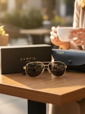 Women's Gold Aviator Sunglasses - Brown Lenses